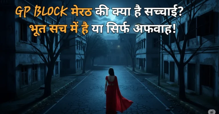 रात में एक लाल साड़ी पहने हुए औरत जीपी ब्लॉक में